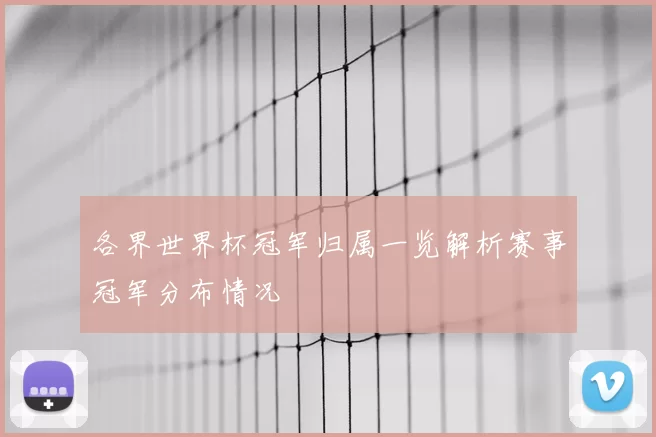 各界世界杯冠军归属一览解析赛事冠军分布情况