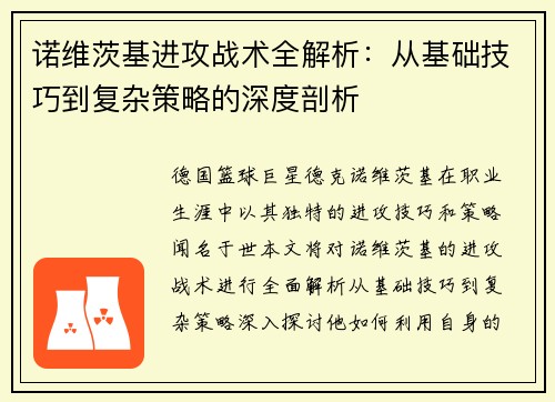诺维茨基进攻战术全解析：从基础技巧到复杂策略的深度剖析